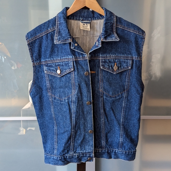 📼Vintage ACA-JOE Denim Vest Western Jean Dark Medium Wash 90s - Men's Medium - Picture 12 of 12